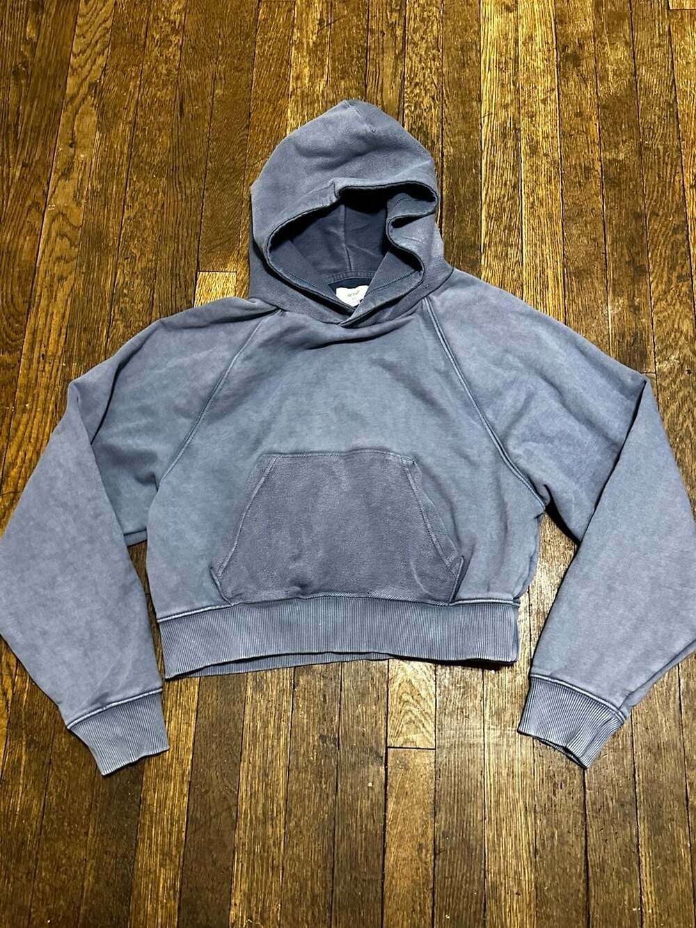 Aerie Hoodie Boxy Slouchy Oversized Cropped size XS Blue Ribbed Cotton
